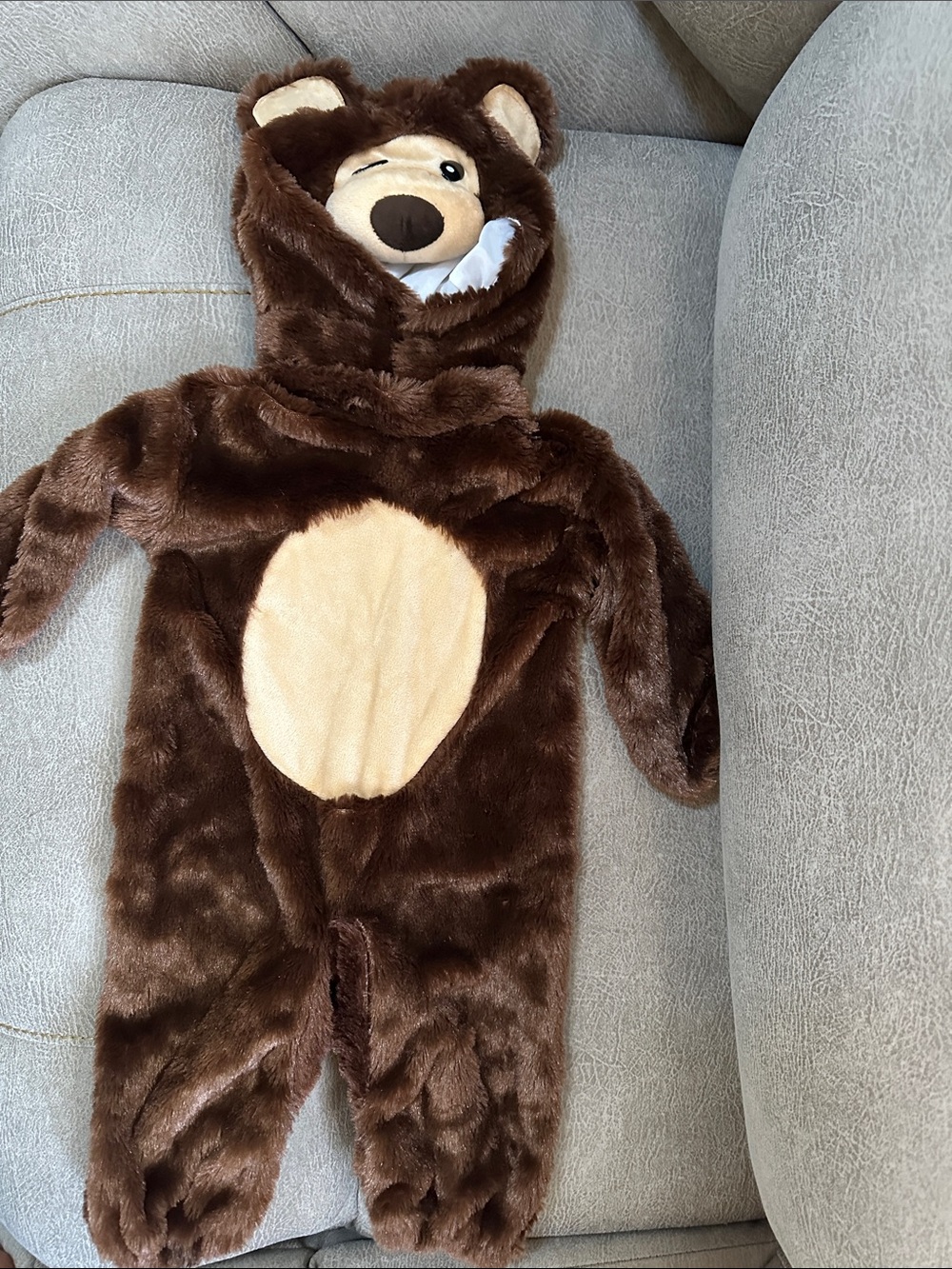 Brown Bear Plush Kids One-Piece Hooded Costume
